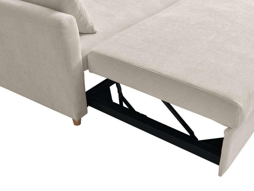 Sofá cama de 2 plazas de pana beige AYLA