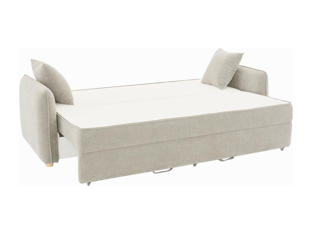 Sofá cama de 3 plazas - tela beige - con asiento de espuma viscoelástica