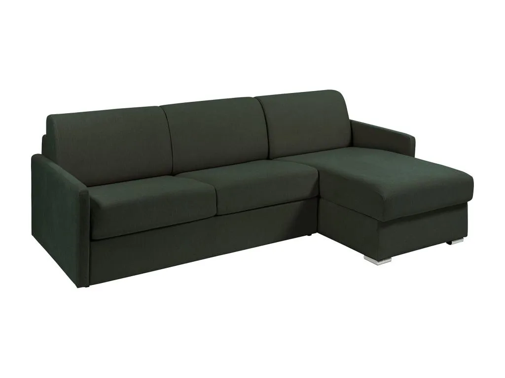 Sofá cama esquinero de apertura italiana y reversible de tela verde Decocasaes - Cama de 160 cm - Colchón de 14 cm - CALIFE iuoy15332