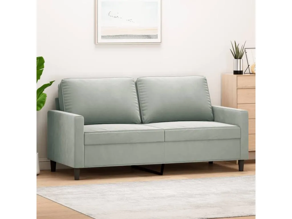 Sofá de 2 plazas de terciopelo gris claro 140 cm