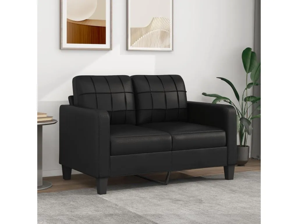Sofá de 2 plazas de cuero sintético negro 120 cm zlid29751
