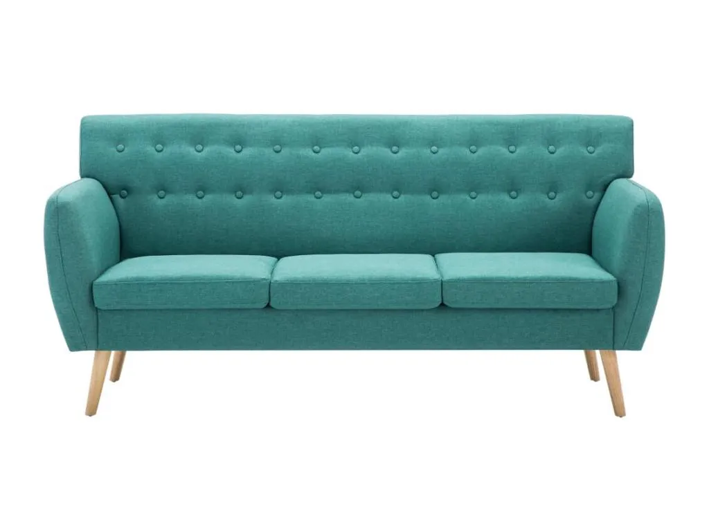 Sofá de 3 plazas tapizado de tela verde 172x70x82 cm