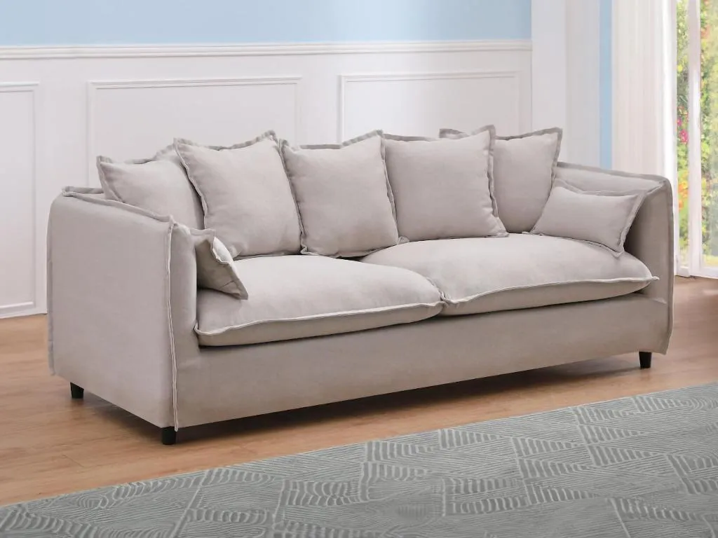 Sofá de 3 plazas de tela Decoencanto - Beige