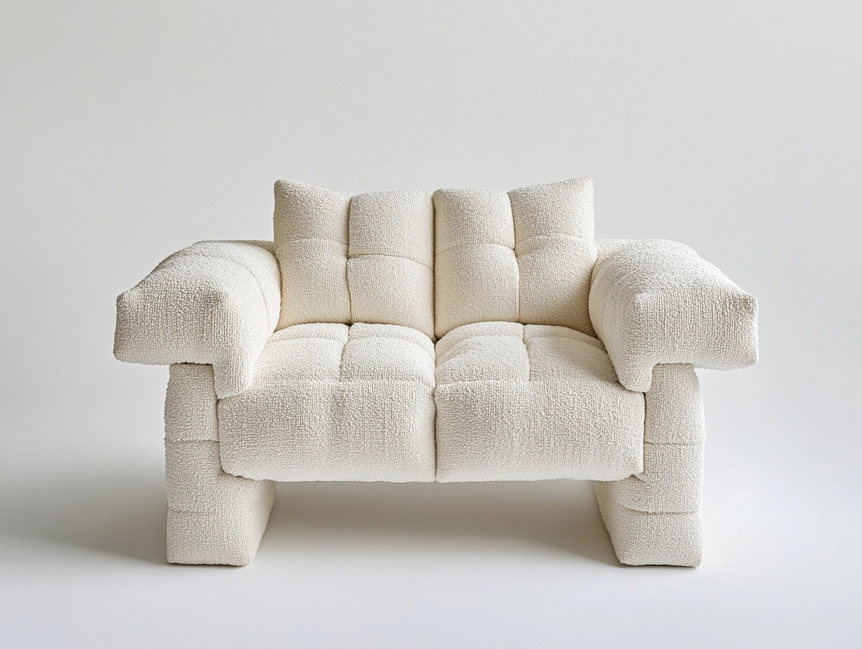 Sofá moderno de dos plazas en tejido bouclé crema 160x90 cm ideal para salón y sala de estar estructura acolchada de diseño contemporáneo vb7066114