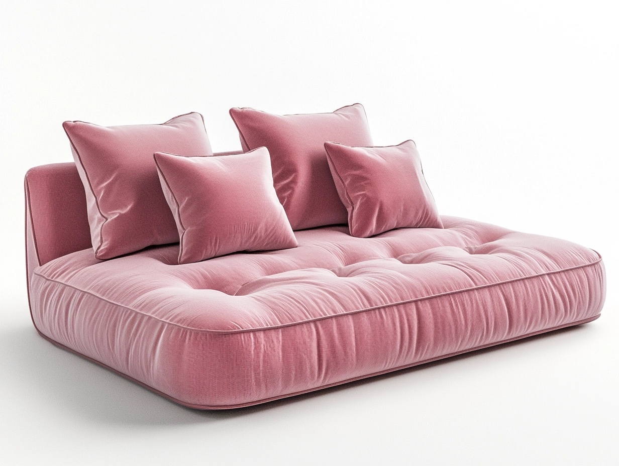 Sofá cama tapizado en terciopelo rosa de 180x120 cm para sala de estar estilo moderno multifuncional