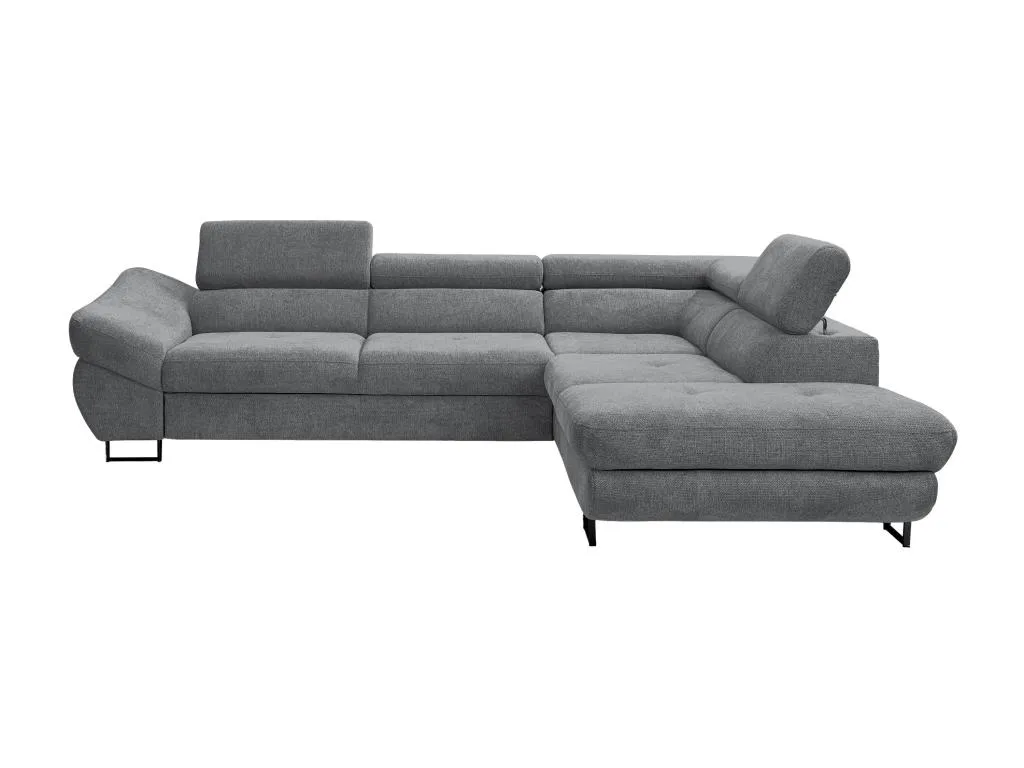 Sofá cama esquinero derecho de tela texturizada gris Boverdeco