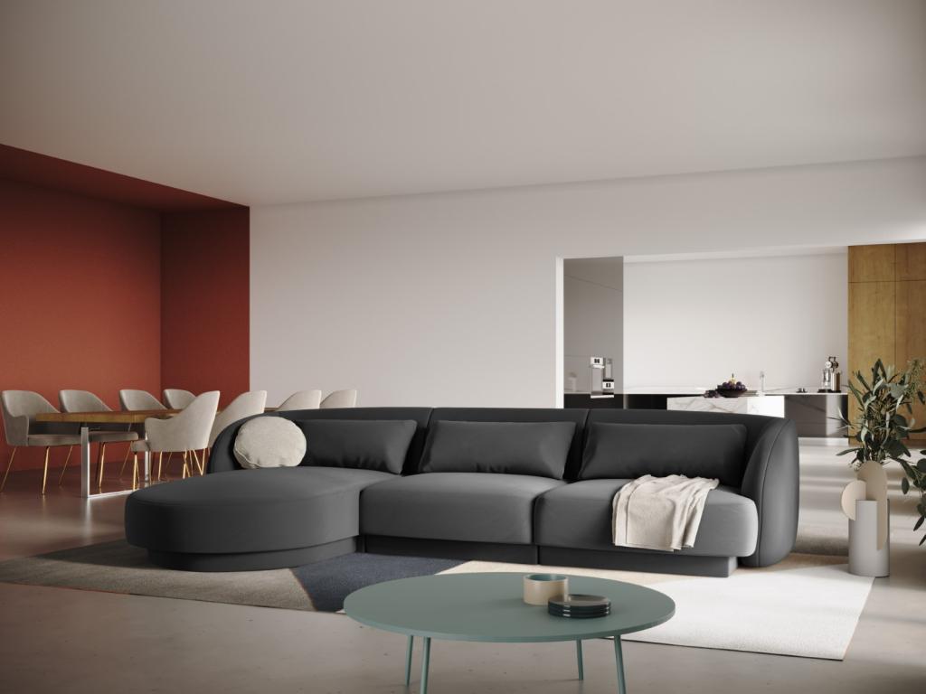 Sofá esquinero izquierdo Nidolux 4 plazas de gris- 255x156x70cm