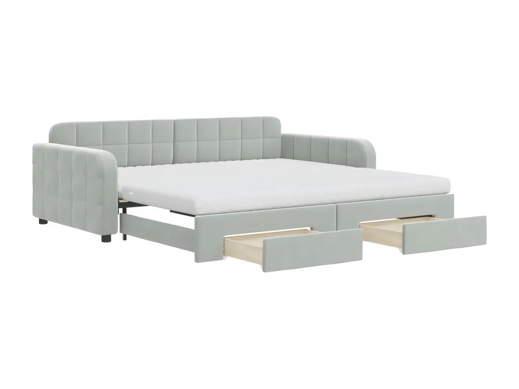 Sofá cama Luxmbls con cajones terciopelo gris claro 100x200 cm YKKF85794
