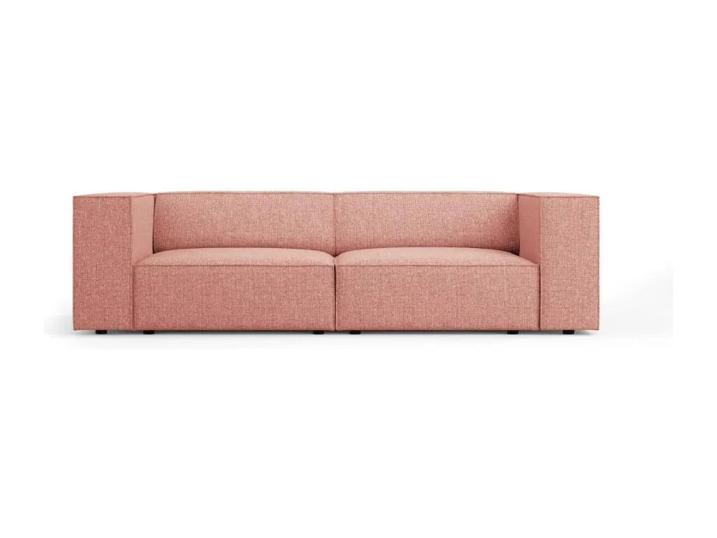 Sofá Nidovia de 3 plazas en tejido de chenilla rosa 204x102x70 cm. tqb3745038