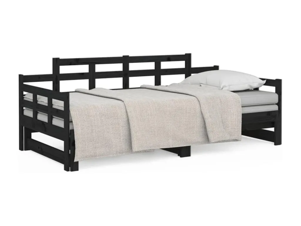 Sofá cama extraíble Mobtrendy maciza de Mobtrendy negro 2x(90x200) cm 30078ipdc
