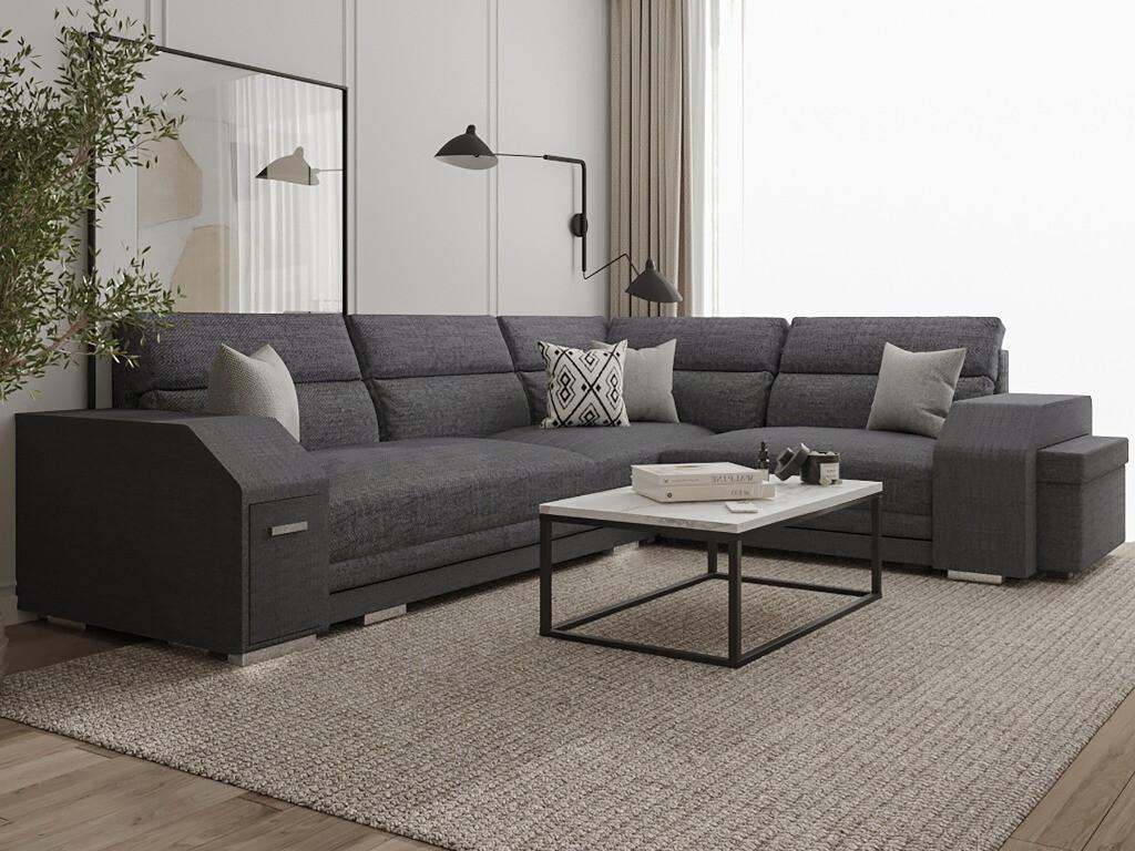 Sofá rinconero Nidolux 101 Gris Función de descanso Caja de ropa de cama 305x205cm