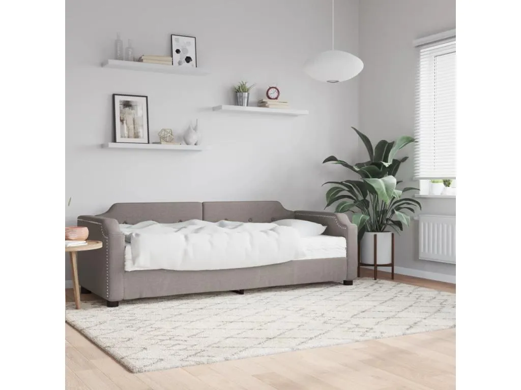 Sofá cama con colchón tela gris taupe 80x200 cm