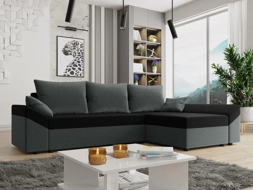 Sofá rinconero memphis 130, gris, función de descanso, caja de ropa de cama, 240x140x82cm yvq1697221