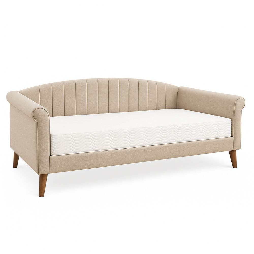 Sofá Cama Tela Beige 200cm x 90cm x 85cm
