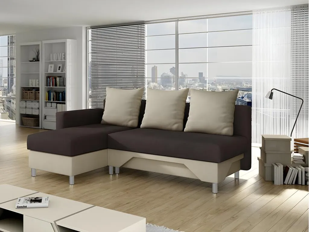 Sofá rinconero Decoencanto 100 Marrón Función de descanso Caja de ropa de cama 215x133x95cm