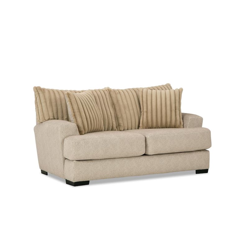 Sofá de 2 plazas PINPAI – 72 in. – Tapizado en chenilla poliéster color marrón claro – Cojines reversibles pl3181957