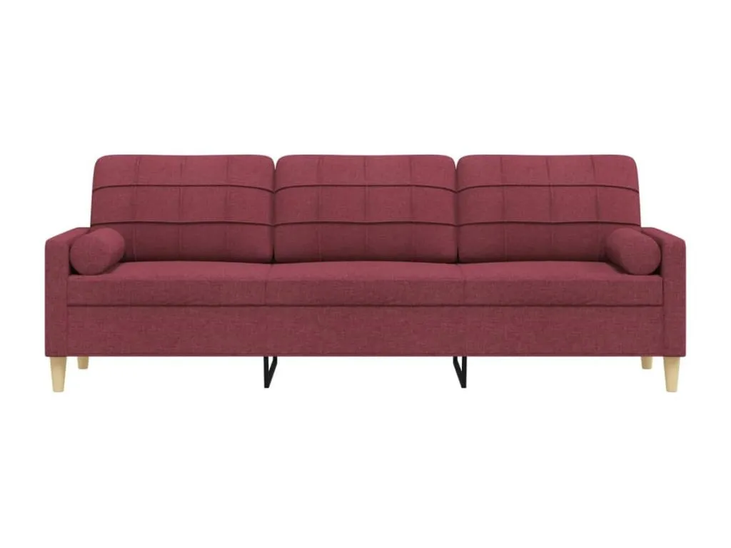 Sofá de 3 plazas con cojines tela rojo tinto 210 cm 66611ksij