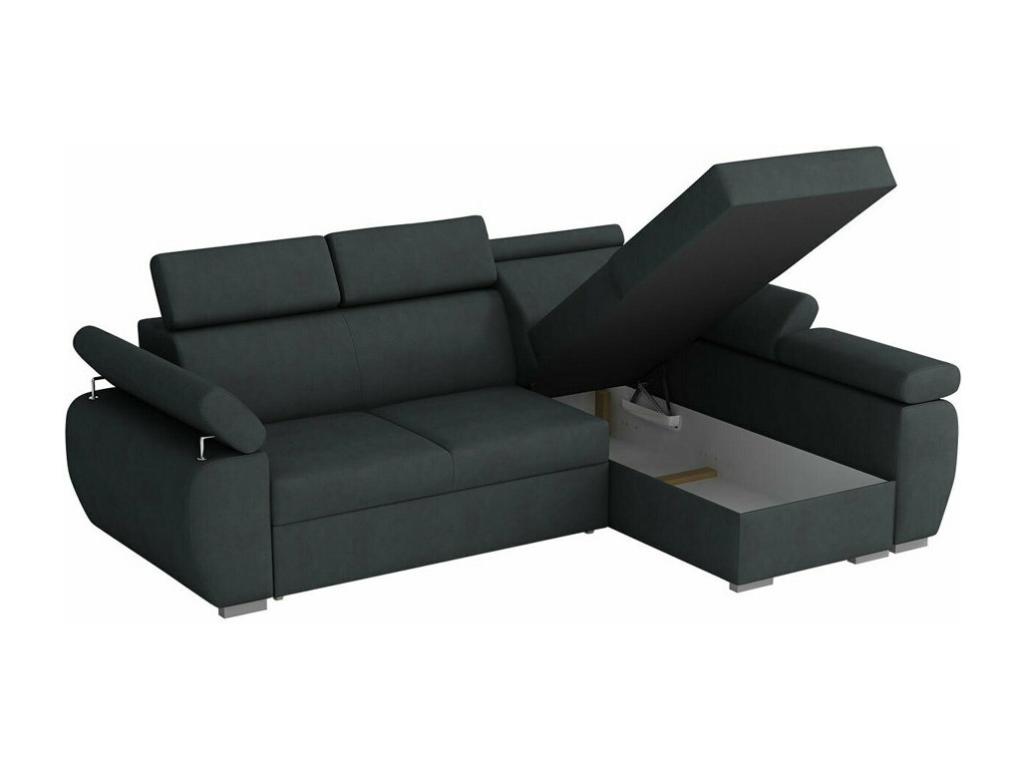 Sofá rinconero Columbus 132, Gris, Función de descanso, Caja de ropa de cama, 255x170cm