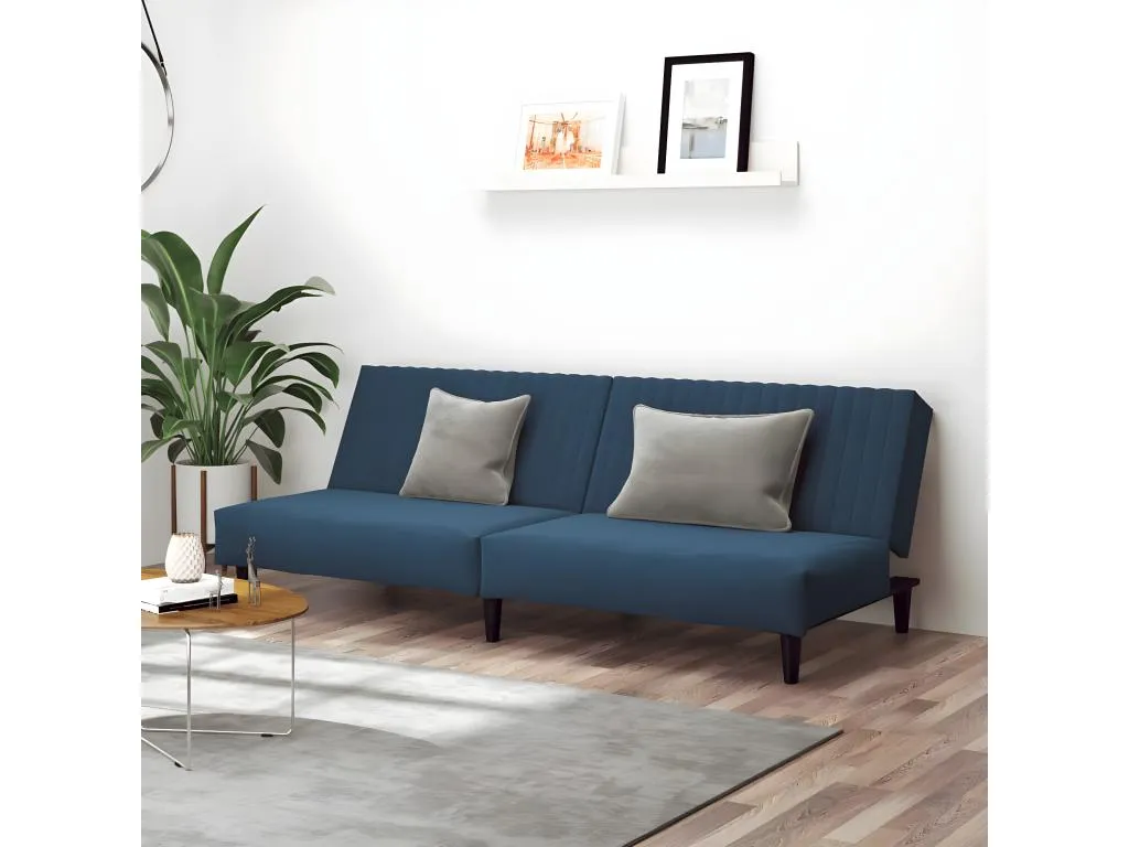 Sofá cama de 2 plazas terciopelo azul