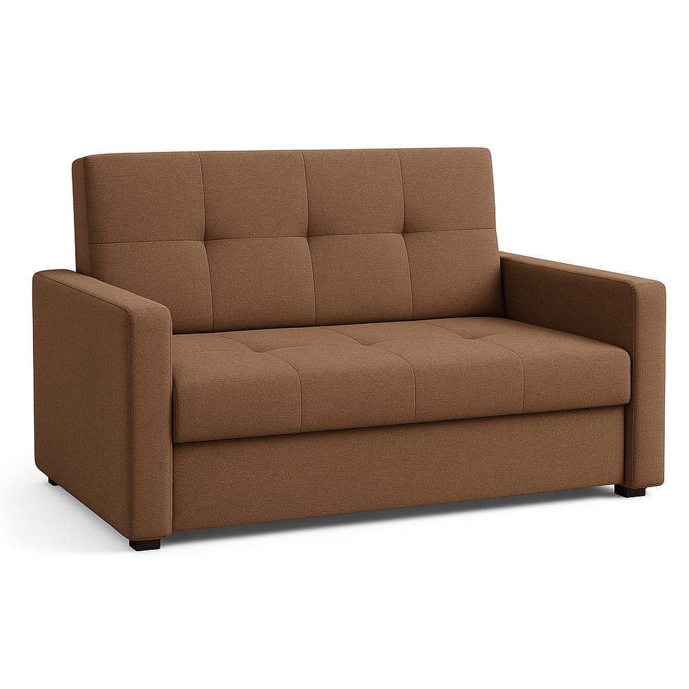Sofá Cama 2 Plazas Salón Tela Marrón Multifuncional
