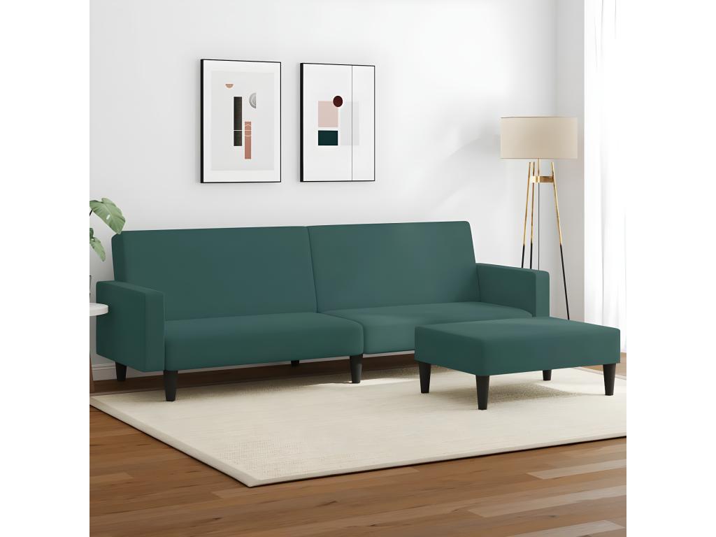 Sofá cama de 2 plazas con taburete Nidolux verde oscuro