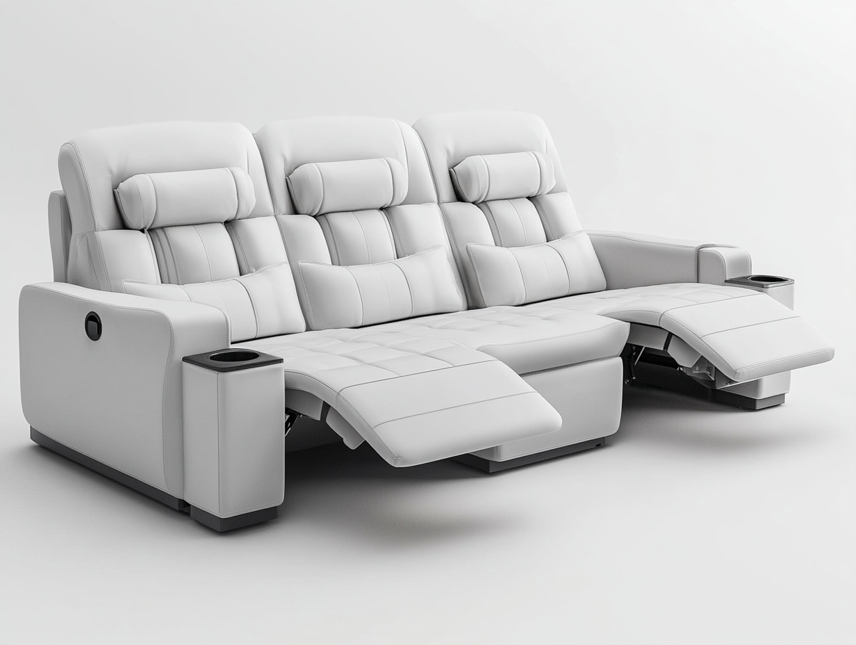 Sofá reclinable eléctrico de 3 plazas con portavasos para salón moderno GM6710197
