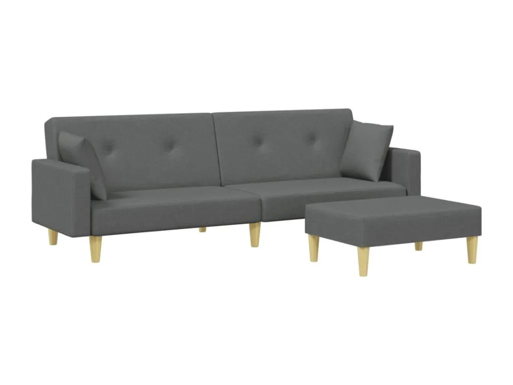 Sofá cama de 2 plazas con taburete tela gris oscuro qgsb73083