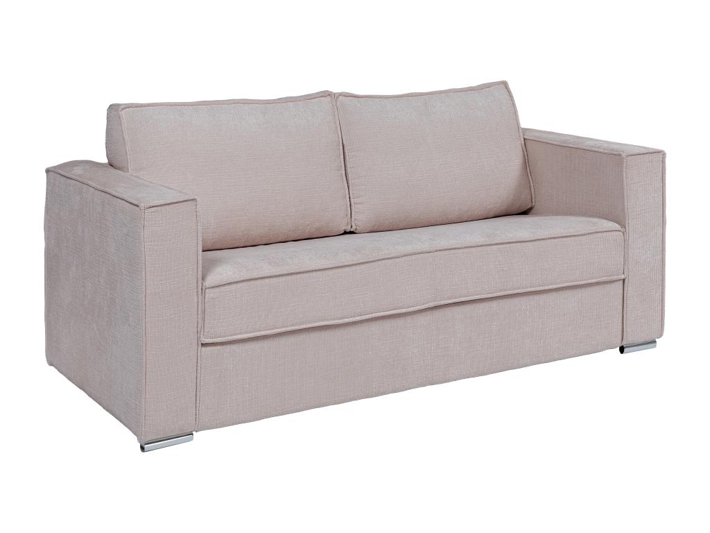 Sofá cama de 3 plazas exprés de tela texturizada color topo - Cama de 140 cm - Colchón de 18 cm LORETO