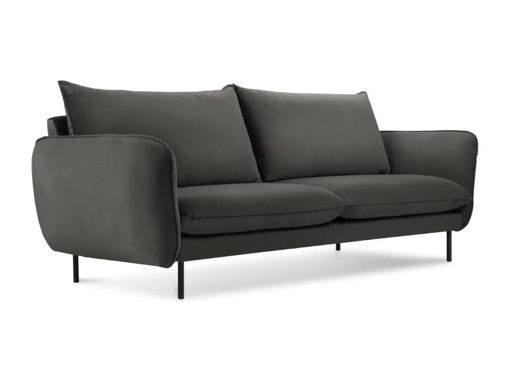 Prietocasa - Sofá Prietocasa 2 plazas de terciopelo gris oscuro - 160x92x95cm