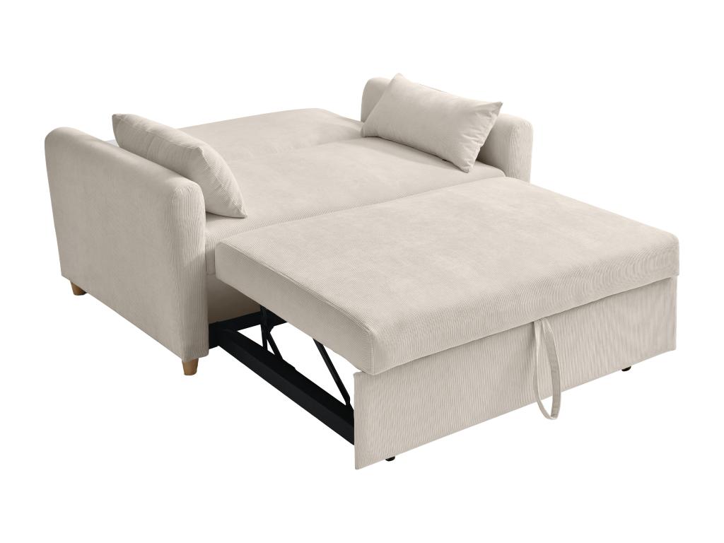 Sofá cama de 2 plazas de pana beige AYLA
