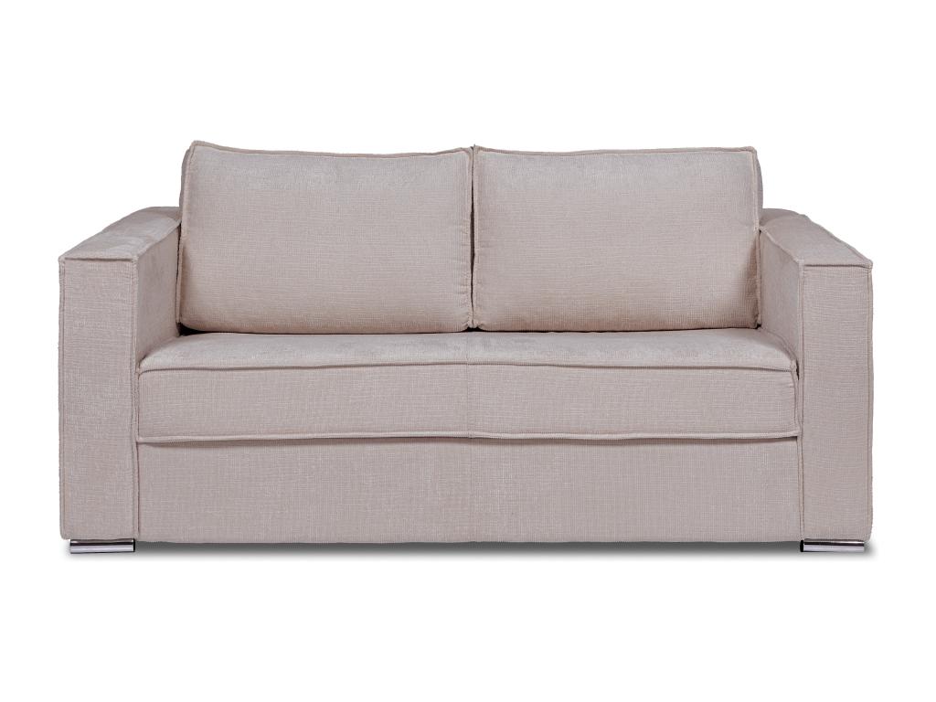Sofá cama de 3 plazas exprés de tela texturizada color topo - Cama de 140 cm - Colchón de 18 cm LORETO