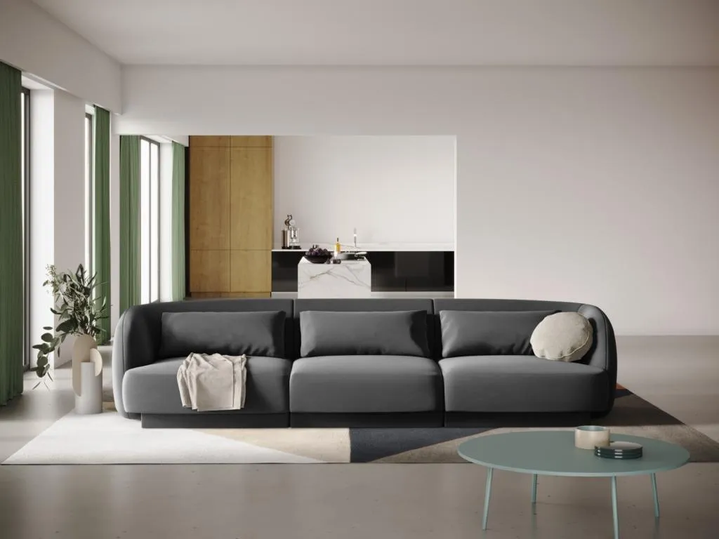 Patriciabaezcasa - Sofá Patriciabaezcasa 3 plazas de terciopelo gris - 255x90x70cm