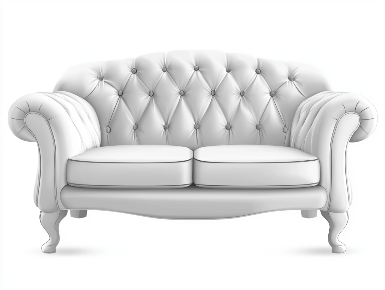 Sofá blanco piel 2 plazas tapizado capitoné madera 150x90x85 cm