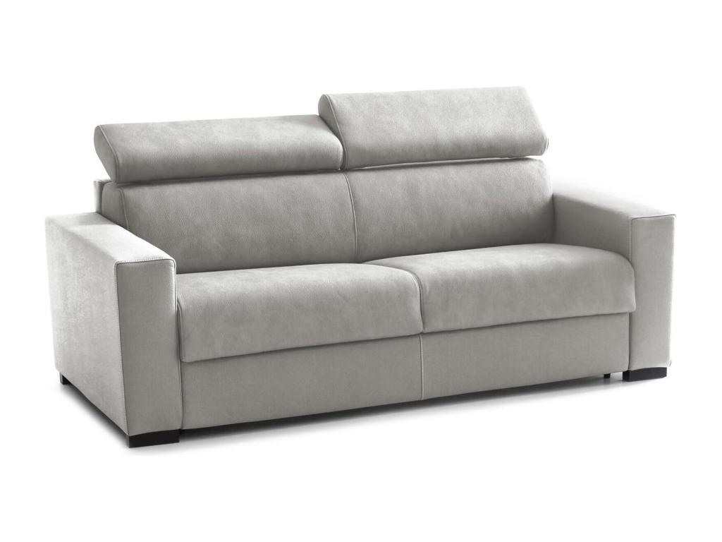Sofa cama Daanda, Gran Sofá de 2 plazas, 100% Made in Italy, Sofá de salón con apertura giratoria, con reposacabezas ajustable y reposabrazos estándar, Cm 200x95h85, Gris