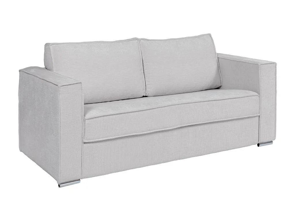 Sofá cama de 4 plazas de apertura rápida de tela texturizada gris claro - Somier de 160 cm con láminas anchas - Colchón de 18 cm Patriciabaezcasa