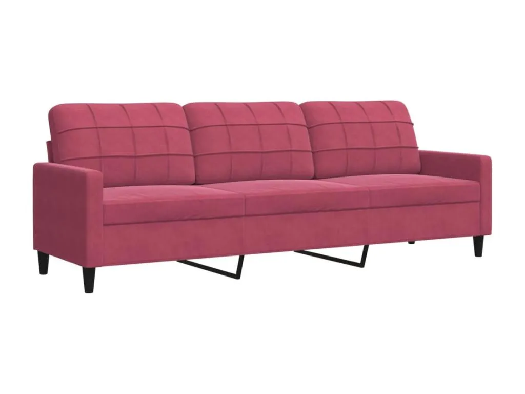Sofá de 3 plazas de terciopelo rojo tinto 210 cm yrxy43750