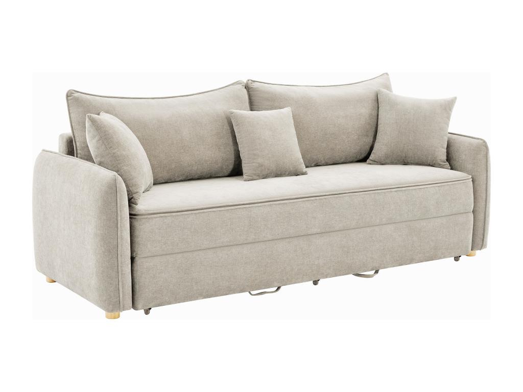 Sofá cama de 3 plazas - tela beige - con asiento de espuma viscoelástica
