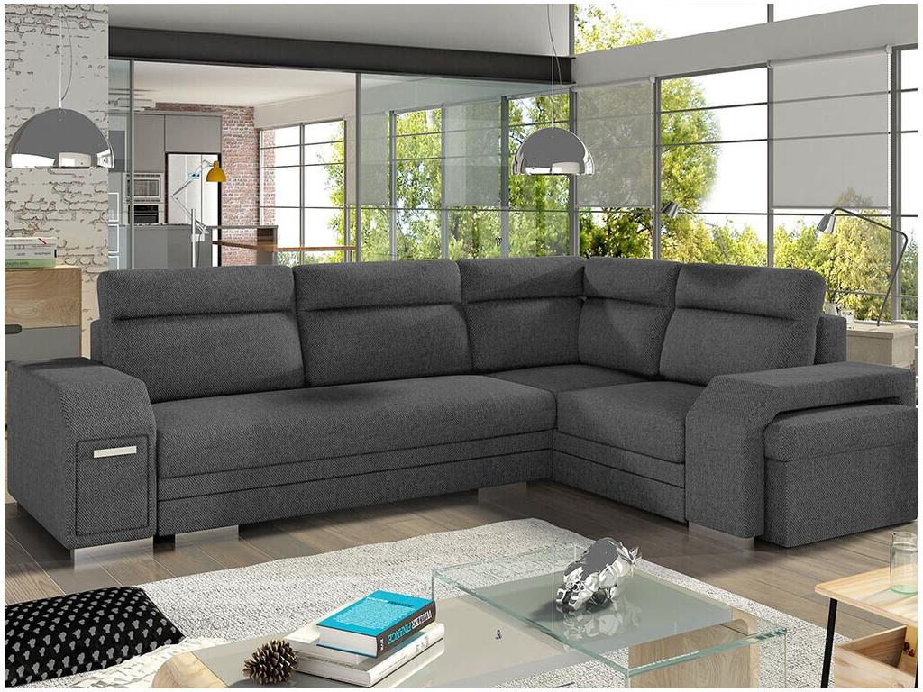 Sofá rinconero Nidolux 101 Gris Función de descanso Caja de ropa de cama 305x205cm