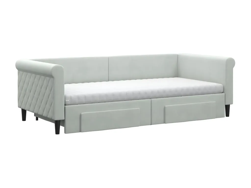 Sofá cama Decocasaes con cajones terciopelo gris claro 90x200 cm rvzi74338