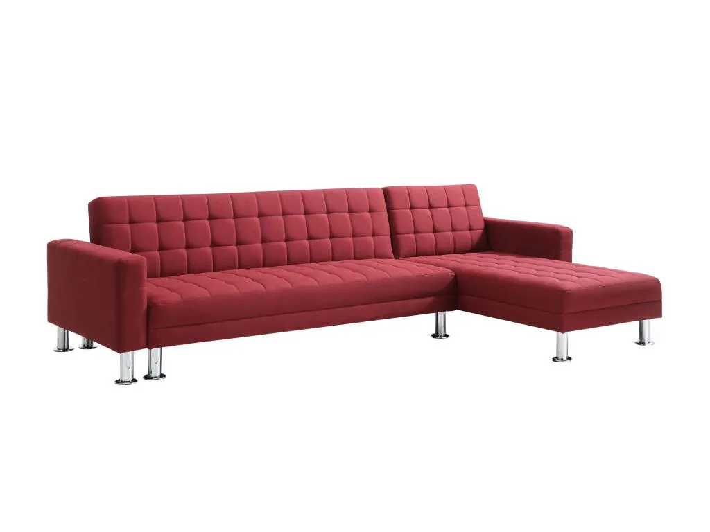 Sofá cama rinconero Decounico - Ángulo reversible - Tela - Rojo