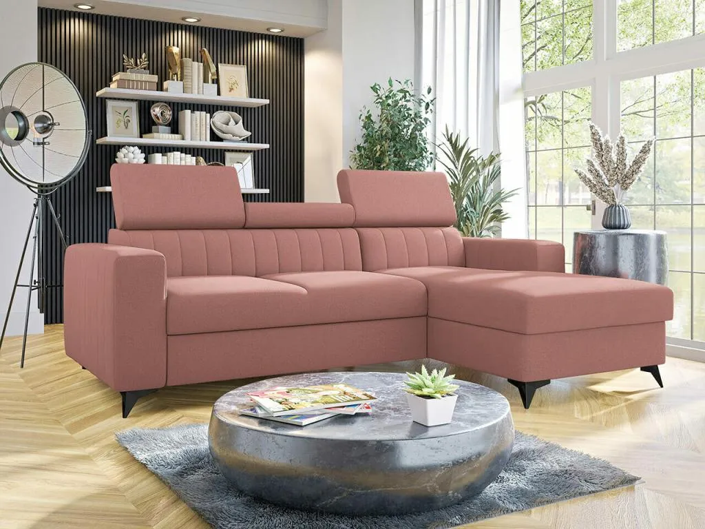 Sofá rinconero Micasacool 170 Rosa Función de descanso Caja de ropa de cama 236x172cm