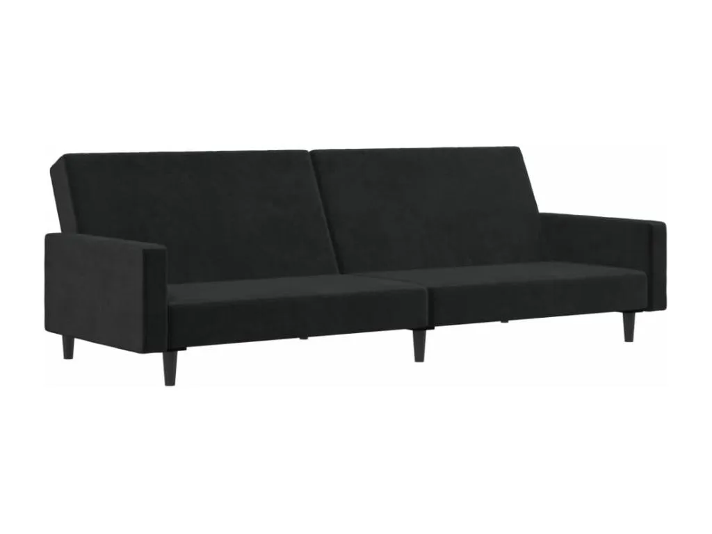 Sofá cama de 2 plazas en terciopelo negro. ksr3529447