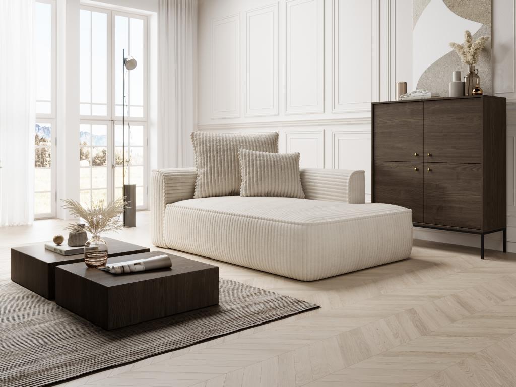 Chaise longue de pana beige PINETA