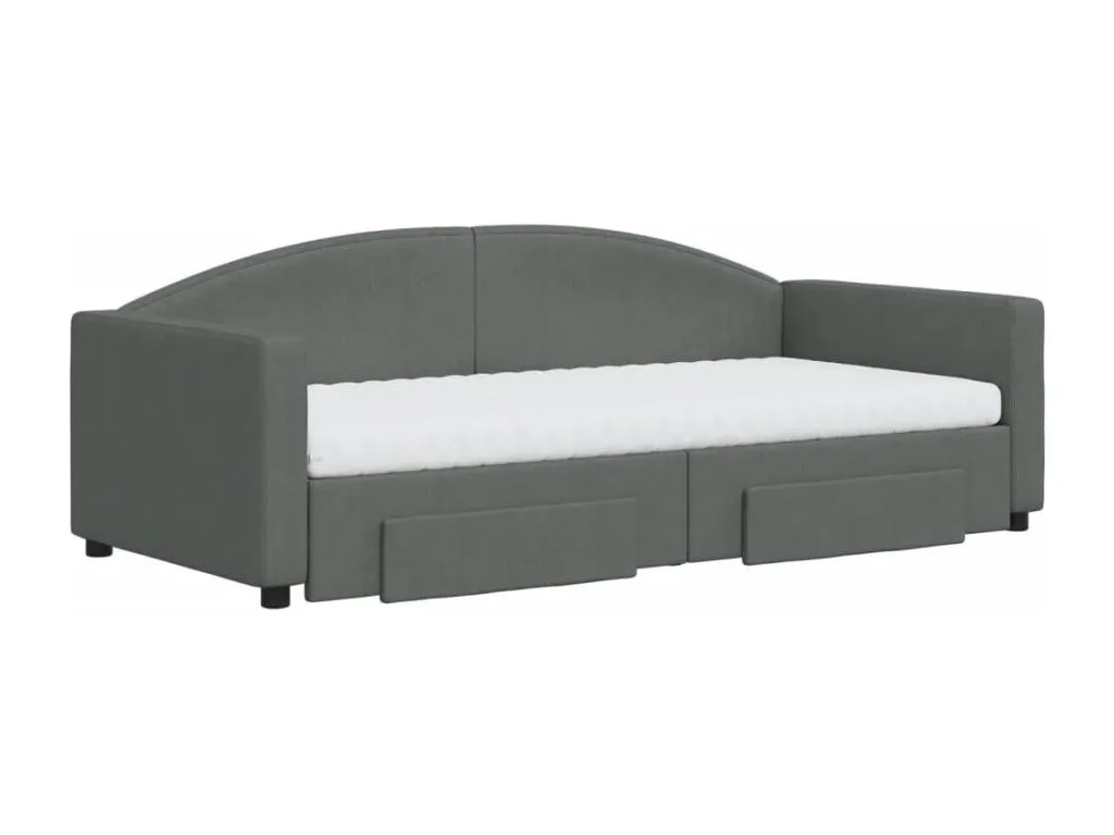 Sofá cama Decohoguera 90x190 cm con cajones tapizado en tela gris oscuro FL3187515