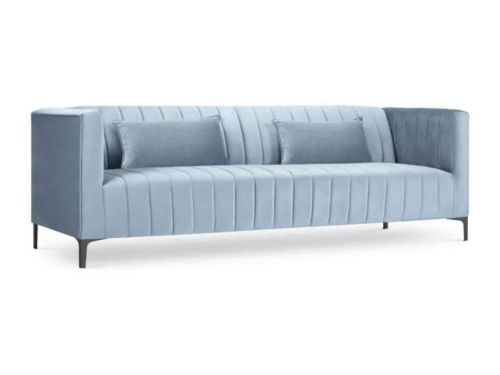Sofá Biocasahogar de 3 plazas en terciopelo azul claro 220x85x74 cm GB6513473