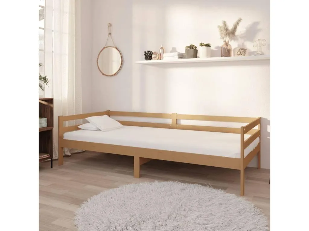 Sofá cama y colchón Vivircalido maciza marrón miel 90x200 cm vltj26917
