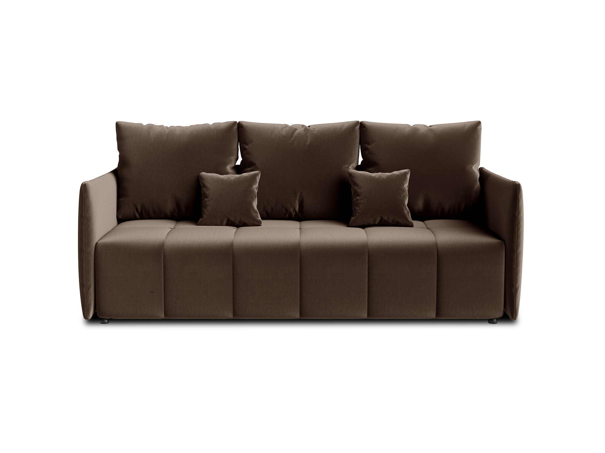Sofá recto convertible de 3 plazas en terciopelo topo by5745n0