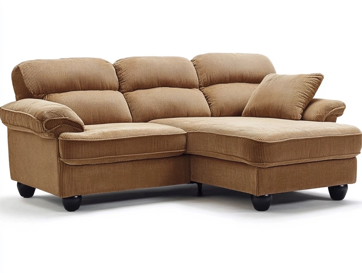 Sofá seccional 3 plazas con chaise longue y tapizado de pana 230x150x90 cm