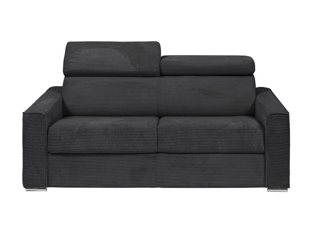 Sofá cama de 4 plazas de pana gris - Somier de láminas de 160 cm - Colchón de 14 cm - VIZIR