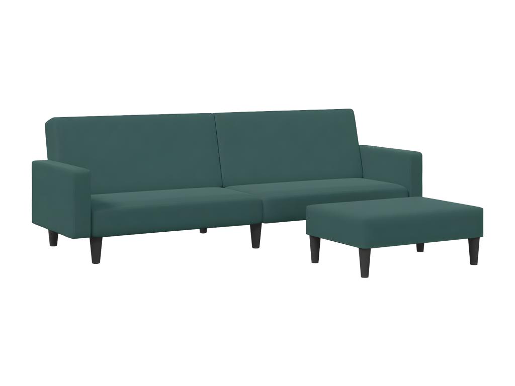 Sofá cama de 2 plazas con taburete Nidolux verde oscuro